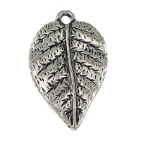 Zinklegering Leaf Hangers, Zinc Alloy, Blad, antiek zilver plated, nikkel, lood en cadmium vrij, 15x24x1.50mm, Gat:Ca 1.5mm, 200pC's/Lot, Verkocht door Lot