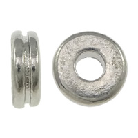 Zinklegierung flache Perlen, flache Runde, Platinfarbe platiniert, frei von Nickel, Blei & Kadmium, 2.50x7x2.50mm, Bohrung:ca. 2.5mm, 1000PCs/Menge, verkauft von Menge