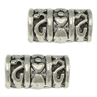 Lo zinco in lega European Beads, lega in zinco, Colonna, placcato argento antico, senza filo, assenza di nichel,piombo&cadmio, 12x7mm, Foro:Appross. 4.5mm, 1000PC/lotto, Venduto da lotto