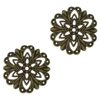 Zinklegierung Schmuck Cabochons, Blume, antike Bronzefarbe plattiert, flache Rückseite & hohl, frei von Blei & Kadmium, 21x21x0.50mm, 1000PCs/Menge, verkauft von Menge