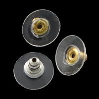 ottone Barrel pallottola Style Ear Nut, with earnut gomma, placcato, nessuno, assenza di piombo & cadmio, 11x7mm, 5000PC/lotto, Venduto da lotto