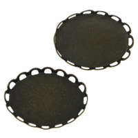 Brass Cabochon Ρυθμίσεις, Ορείχαλκος, Επίπεδη οβάλ, μπρονζέ χρώμα επάργυρα, επίπεδη πλάτη, μόλυβδο \x26amp; κάδμιο ελεύθεροι, 19x14x2mm, Εσωτερική διάμετρος:Περίπου 18x13mm, 1000PCs/Παρτίδα, Sold Με Παρτίδα