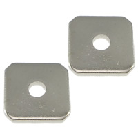 ottone Guarnizione, Squaredelle, placcato color platino, assenza di piombo & cadmio, 8x8x1mm, Foro:Appross. 2mm, 1000PC/lotto, Venduto da lotto