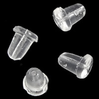 Gummi Tønde Bullet Style Ear Nut, hvid, 4x6mm, Hole:Ca. 0.8mm, 5Tasker/Lot, Solgt af Lot