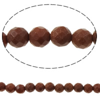 Grânulos de Goldstone, Areia dourada, Roda, facetada, cor de café, 10mm, Buraco:Aprox 1mm, Aprox 40PCs/Strand, vendido para Aprox 15 inchaltura Strand