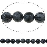 Abalorios Obsidiana Copo de Nieve, Esférico, 10mm, agujero:aproximado 1mm, aproximado 38PCs/Sarta, Vendido para aproximado 15 Inch Sarta