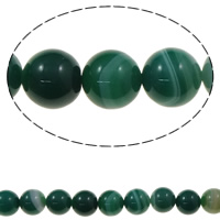 Prirodni Zeleni ahat perle, Green Agate, Krug, 12mm, Rupa:Približno 1mm, Približno 33računala/Strand, Prodano Per Približno 15 inčni Strand