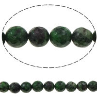 Ruby i Zoisite Bead, Rund, fasetterad, 8mm, Hål:Ca 1.5mm, Ca 48PC/Strand, Såld Per Ca 15 inch Strand