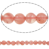 Cherry Quartz Bead, Runde, 8mm, Hole:Ca. 1mm, Ca. 50pc'er/Strand, Solgt Per Ca. 15 inch Strand