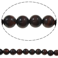 Tiger Eye pärlor, Rund, mörkröd, 8mm, Hål:Ca 1mm, Ca 49PC/Strand, Såld Per Ca 15 inch Strand