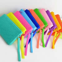 silicone Moneta Wallet, with lega in zinco, Rettangolo, placcato, colori misti, 200x100x20mm, 10PC/lotto, Venduto da lotto