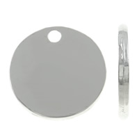 Stainless Steel Pendel, Flad Rund, oprindelige farve, 12x1mm, Hole:Ca. 1mm, 100pc'er/Bag, Solgt af Bag