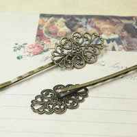 Hair Clip Findings Iron with Brass Flower antique bronze color plated nickel lead & cadmium free Sold By Lot