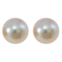 Hälften Borrade odlad sötvattenspärla pärlor, Freshwater Pearl, Knapp, naturlig, Halvborrade, ljuslila, 7-8mm, Hål:Ca 0.8mm, 48Pairs/Lot, Säljs av Lot