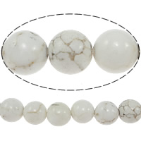 Grânulos de turquesas, Turquesa sintética, Roda, branco, 7.50mm, Buraco:Aprox 1mm, comprimento Aprox 15.5 inchaltura, 10vertentespraia/Lot, vendido por Lot