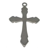 Nerezová ocel Cross Přívěsky, Nerez, Kříž, Původní barva, 22x36x1mm, Otvor:Cca 2mm, 300PC/Lot, Prodáno By Lot