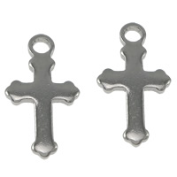 Nerūdijančio plieno Cross Pakabukai, Nerūdijantis plienas, Kirsti, Originali spalva, 7x12x1mm, Skylė:Apytiksliai 1.5mm, 1000kompiuteriai/Pirkimo, Pardavė Pirkimo