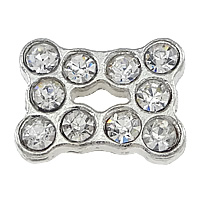 Connettore di gioielli in ottone, placcato color platino, ciclo di 3/3 & con strass, assenza di nichel,piombo&cadmio, 16x12x5mm, Foro:Appross. 1.5mm, 200PC/lotto, Venduto da lotto