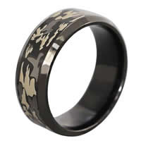 Anillo de dedo de acero inoxidable, Donut, chapado, camuflaje & diverso tamaño para la opción, Negro, 8mm, 10PCs/Bolsa, Vendido por Bolsa