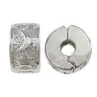 Žalvaris European Clip, Žalvarinis, Rondelle, platinos spalva padengtas, nikelio, švino ir kadmio nemokamai, 6x10mm, Skylė:Apytiksliai 3mm, 100kompiuteriai/Pirkimo, Pardavė Pirkimo