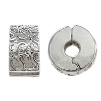 Blås European Clip, Mässing, Rondelle, platina pläterad, nickel, bly och kadmium gratis, 6x10mm, Hål:Ca 3mm, 100PC/Lot, Säljs av Lot