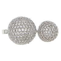 Mässing magnetlås, Dome, äkta silver plated, micro bana cubic zirconia, nickel, bly och kadmium gratis, 13x13x6mm,10x10x6mm,27mm, Hål:Ca 7mm, 3PC/Bag, Säljs av Bag