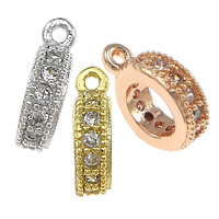 Messing Bail Beads, Donut, forgyldt, Micro Pave cubic zirconia, flere farver til valg, nikkel, bly & cadmium fri, 2.50x9x8mm, Hole:Ca. 1mm, 30pc'er/Bag, Solgt af Bag