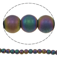 Perles hématites amagnétiques, hématite non magnétique, Rond, Placage coloré, normes différentes pour le choix & givré, multicolore, Trou:Environ 2mm, Longueur Environ 15.7 pouce, Vendu par lot