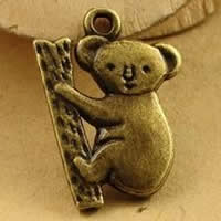 Pendentifs animaux en alliage de zinc, Koala, Plaqué de couleur de bronze antique, protéger l'environnement, sans nickel, plomb et cadmium, 20x14mm, Trou:Environ 1.5-2.5mm, 50PC/sac, Vendu par sac