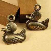 Pendentifs animaux en alliage de zinc, canard, Plaqué de couleur de bronze antique, protéger l'environnement, sans nickel, plomb et cadmium, 16x14mm, Trou:Environ 1.5-2.5mm, 50PC/sac, Vendu par sac