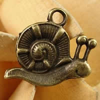 Pendentifs animaux en alliage de zinc, escargot, Plaqué de couleur de bronze antique, protéger l'environnement, sans nickel, plomb et cadmium, 19x14mm, Trou:Environ 1.5-2.5mm, 100PC/sac, Vendu par sac