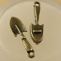 Pendants Sinc Alloy Tool, sluasaid, dath cré-umha antique plátáilte, nicil, luaidhe & caidmiam saor in aisce, 23x7mm, Poll:Thart 1.5-2.5mm, 100ríomhairí pearsanta/Mála, Díolta De réir Mála