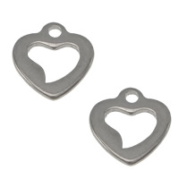 Acciaio inossidabile Extender catena di goccia, acciaio inox, Cuore, colore originale, 9x10x1mm, Foro:Appross. 1.2mm, 1000PC/lotto, Venduto da lotto