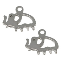 Rustfrit stål Animal Pendler, Stainless Steel, Elephant, oprindelige farve, 11x9x1mm, Hole:Ca. 1.2mm, 1000pc'er/Lot, Solgt af Lot