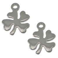 Roestvrij staal Extender keten Drop, Four Leaf Clover, oorspronkelijke kleur, 8.50x11x1mm, Gat:Ca 1.2mm, 1000pC's/Lot, Verkocht door Lot