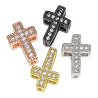 Kubik Zirkonium mikro bana Mässing Pärlor, Cross, plated, micro bana cubic zirconia, fler färger för val, nickel, bly och kadmium gratis, 7x11x4.50mm, Hål:Ca 2x1mm, 20PC/Bag, Säljs av Bag