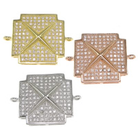 Zircon cubique Micro Pave laiton Connecteur, croix, Placage, pavé de micro zircon & boucle de 1/1, plus de couleurs à choisir, protéger l'environnement, sans nickel, plomb et cadmium, 25x19x4mm, Trou:Environ 1mm, 10PC/sac, Vendu par sac