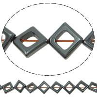 Nicht-magnetische Hämatit Perlen, Non- magnetische Hämatit, Rhombus, schwarz, 11x2.5mm, Bohrung:ca. 1mm, Länge ca. 16 ZollInch, 10SträngeStrang/Menge, ca. 42/Strang, verkauft von Menge