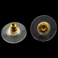 Brass Korva Nut Component, Messinki, kanssa Muovi, Litteä pyöreä, päällystetty, enemmän värejä valinta, nikkeli, lyijy ja kadmium vapaa, 11x6mm, Reikä:N. 1mm, 5000PC/laukku, Myymät laukku