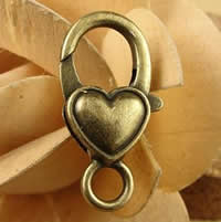 Zinc Alloy Lobster Clasp Heart antique bronze color plated nickel lead & cadmium free Approx 1.5-2.5mm Sold By Bag