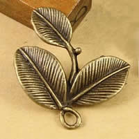 Zinklegering Leaf Hangers, Zinc Alloy, Blad, antiek brons plated, nikkel, lood en cadmium vrij, 27.5x23.5mm, Gat:Ca 1.5-2.5mm, 100pC's/Bag, Verkocht door Bag