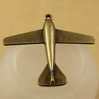 Køretøj Shaped Zinc Alloy Pendler, Airplane, antik bronze farve forgyldt, nikkel, bly & cadmium fri, 51x44mm, Hole:Ca. 1.5-2.5mm, 40pc'er/Bag, Solgt af Bag