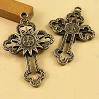 Pendentifs croix en alliage de zinc  , Plaqué de couleur de bronze antique, protéger l'environnement, sans nickel, plomb et cadmium, 38.5x24mm, Trou:Environ 1.5-2.5mm, 40PC/sac, Vendu par sac