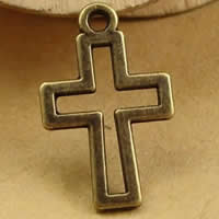 Pendentifs croix en alliage de zinc  , Plaqué de couleur de bronze antique, protéger l'environnement, sans nickel, plomb et cadmium, 17x10mm, Trou:Environ 1.5-2.5mm, 400PC/sac, Vendu par sac