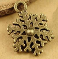 Pendentifs Noël en alliage de zinc, flocon de neige, Plaqué de couleur de bronze antique, protéger l'environnement, sans nickel, plomb et cadmium, 13x9mm, Trou:Environ 1.5-2.5mm, 200PC/sac, Vendu par sac