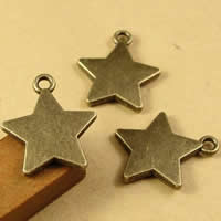 Cink Alloy Star Privjesak, Zvijezda, antička brončana boja pozlaćen, nikal, olovo i kadmij besplatno, 19x16mm, Rupa:Približno 1.5-2.5mm, 100računala/Torba, Prodano By Torba