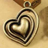 Pendentifs coeur en alliage de zinc, Plaqué de couleur de bronze antique, protéger l'environnement, sans nickel, plomb et cadmium, 28x24mm, Trou:Environ 1.5-2.5mm, 40PC/sac, Vendu par sac