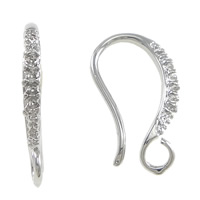 Blås Hook Earwire, Mässing, platina pläterad, med ögla, nickel, bly och kadmium gratis, 2x17.5x1.8mm, 1mm, Hål:Ca 2mm, Innerdiameter:Ca 1mm, 100Pairs/Lot, Säljs av Lot