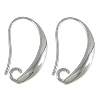 Blås Hook Earwire, Mässing, platina pläterad, med ögla, nickel, bly och kadmium gratis, 10x18x2mm, 0.7mm, Hål:Ca 1mm, 100Pairs/Lot, Säljs av Lot