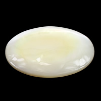 Sárga Shell Cabochon, Lapos ovális, lapos vissza, 30x22x4mm, 5PC-k/Lot, Által értékesített Lot